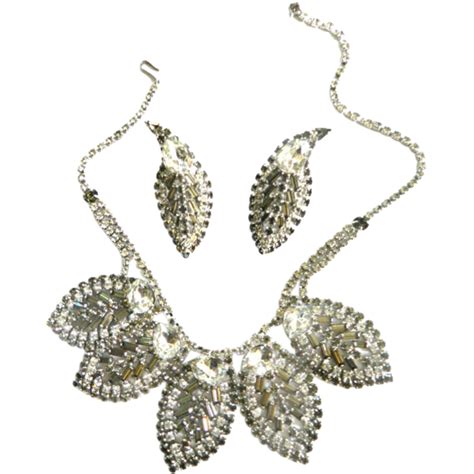 Massive High End Designer 1940s Clear and Smoke Rhinestone Necklace from vintageparures on Ruby Lane