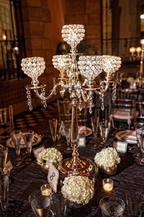 5 Arm Crystal Candelabra Centerpiece Wedding Hanging Crystals Votive