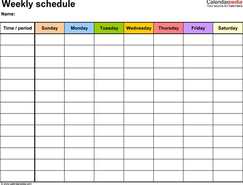 Large Printable Daily Schedule Template