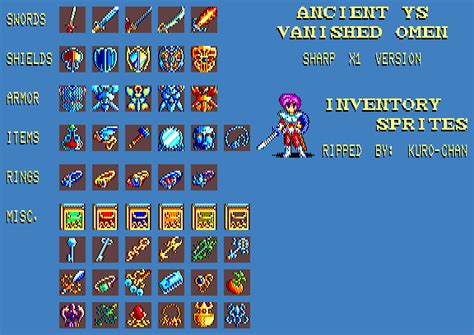 The Spriters Resource Full Sheet View Ys Vanished Omens Inventory