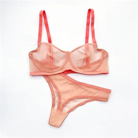 Pink Mesh Lingerie Nude Lingerie Sheer Lingerie Set Gift For Girlfriend