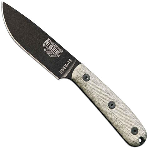 Esee 4hm Fixed Blade Knife Leather Sheath Black Powder Blade Micarta