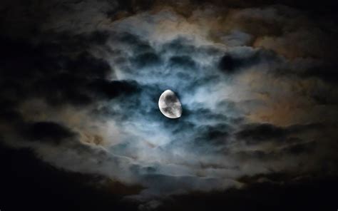 Download Wallpaper 1920x1200 Moon Clouds Night Sky Dark Overcast Widescreen 1610 Hd Background