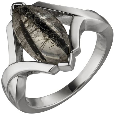 Damen Ring 925 Sterling Silber mit Turmalinquarz Navette ッ Silberringe ...