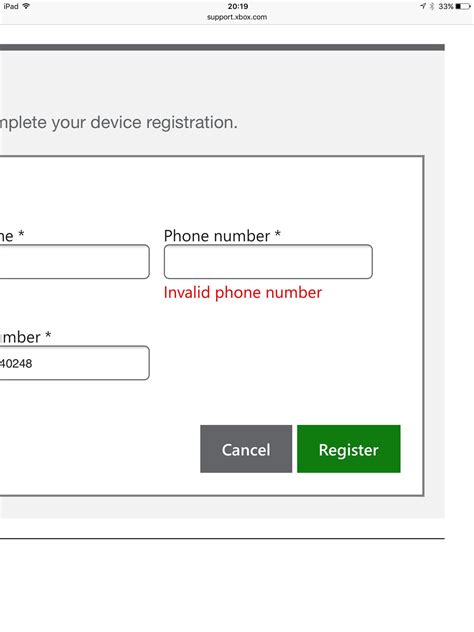 ➊ choose a phone number in the list below ➋ fill in the number when you register account Xbox one support (repairs & warrenty) phone number invalid ...