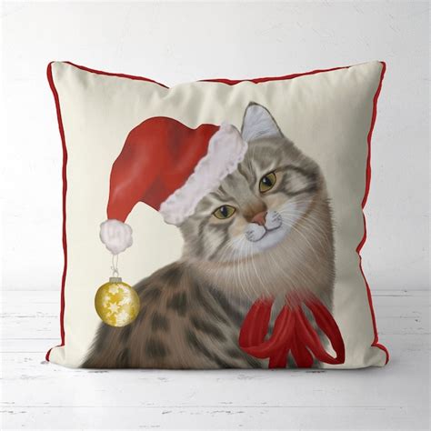 Christmas Cat Pillow Etsy