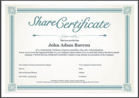 Share Certificate Template What Needs To Be Included