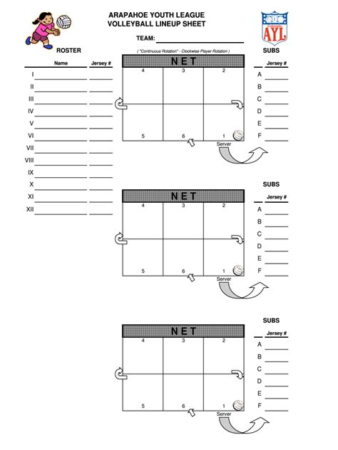 Volleyball Lineup Sheets Fill Online Printable Fillable Blank