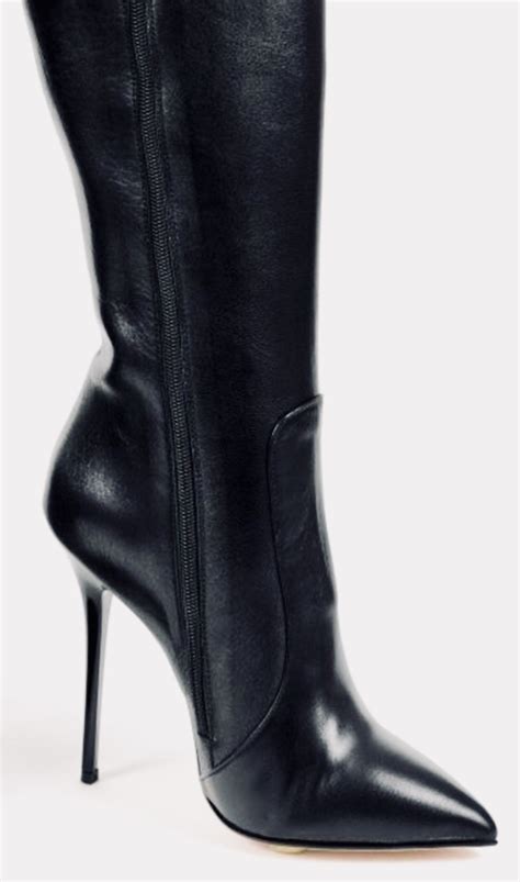 Leather Boots Heels Thigh High Boots Heels Stiletto Boots Heeled Boots High Heels Black