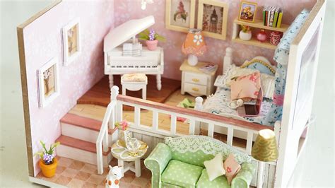 Diy Girly Miniature Dollhouse Kit With Furniture And Lights