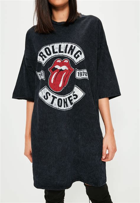 Missguided Black Rolling Stones Rock T Shirt Dress Lyst