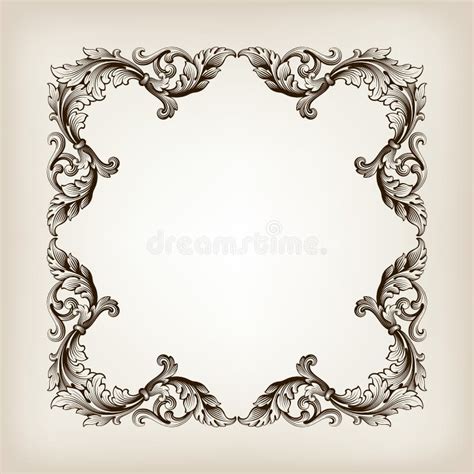 Vintage Border Frame Calligraphy Engraving Baroque Stock Vector