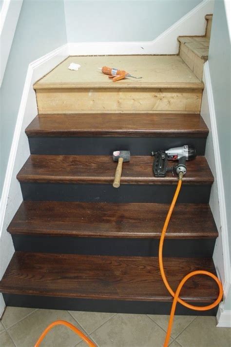 Removing Carpet From Stairs And Replacing It With Wood Stair Treads Is Totally D Diy Staircase