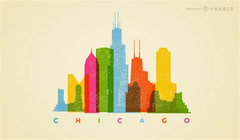Colorful Chicago Skyline Vector Download