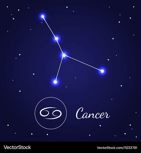 Cancer Zodiac Sign Stars On Cosmic Sky Royalty Free Vector