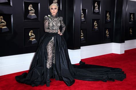Lady Gaga Wears Custom Armani Privé To The 2018 Grammys Footwear News