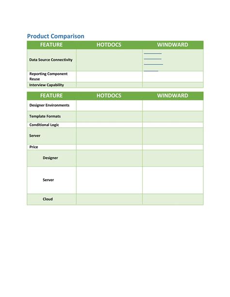 40 Great Comparison Chart Templates For Any Situation Templatelab