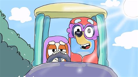 Bluey And Bingo Dress Up As Grannies While Driving Drawing Disney