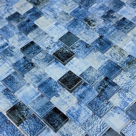Signature Shadow Blue 1 X 1 Glass Mosaic Tile Ss82323b7 Aquablu Mosaics