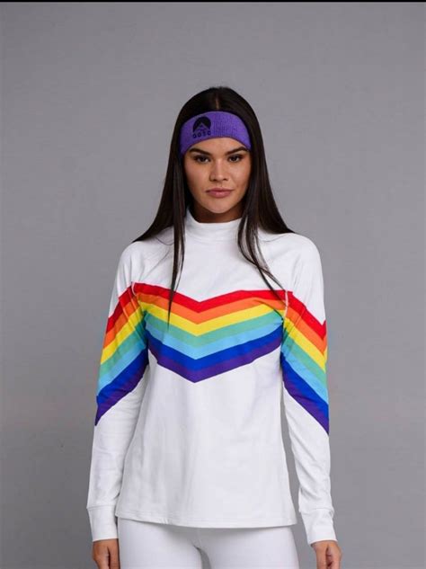 Rainbow White Baselayer Top Womens Ski Thermals Oosc Clothing