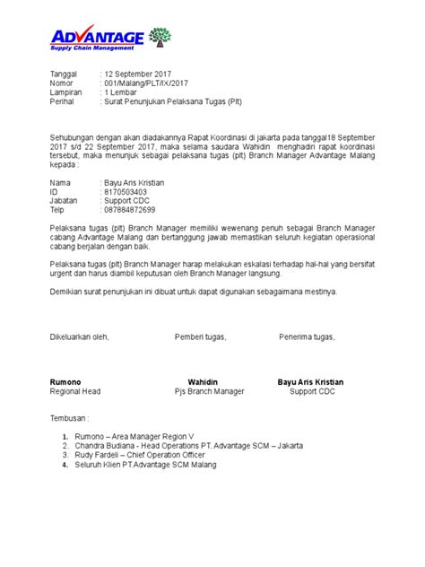 Detail Contoh Surat Penunjukan Pelaksana Tugas Koleksi Nomer 11