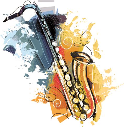 Hand Drawn Colored Musical Instruments Vector 02 Free Download