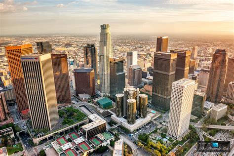 Aerial View Of Office Towers Downtown Los Angeles
