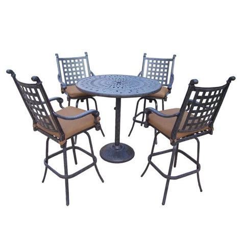 Oakland Living Belmont Aluminum 5 Pc Bar Set With 4 Swivel Bar Stools