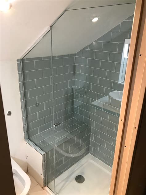 Frameless Loft Shower Enclosure Small Attic Bathroom Sloped Ceiling