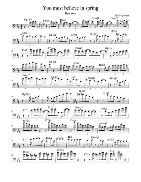 You Must Believe In Spring Sheet Music For Bass Guitar Solo