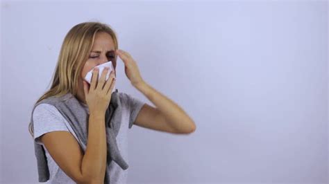 Woman With Severe Runny Nose And Cough Stock Footage Videohive