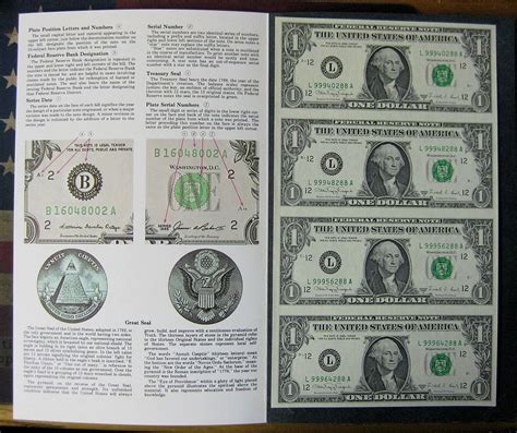 Uncut Bep Sheet Of 4 Series 1988 A Federal Reserve 1 Notes San