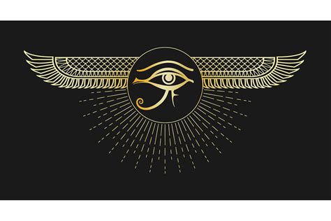 Ancient Egyptian Symbol Eye Of Horus Emblem On Black Background By