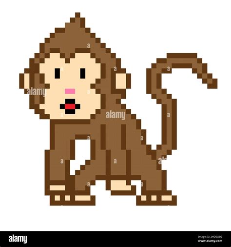 Ilustración Artística De Monkey Pixel Lindo Mono Lindo Pixel Art