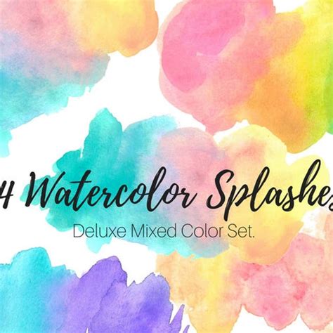 Watercolor Splash Rainbow Clip Art Watercolor Blob Paint Etsy
