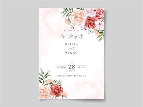 Beautiful And Elegant Floral Wedding Invitation Template 1895939 Vector