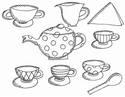 Tea Coloring Party Pages Printable Alice Wonderland