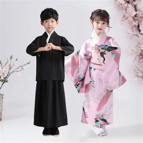 Costume Japanese Children Kimono Boys And Girls National Bathrobe