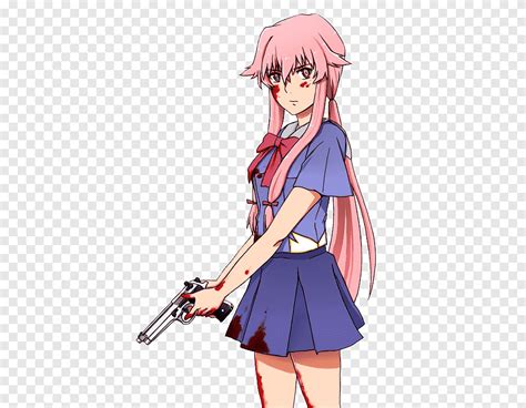 Renders De Gasai Yuno Female Character Holding Pistol Illustration