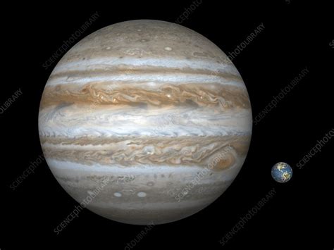 Jupiter And Earth Compared Artwork Stock Image C0066376 Science
