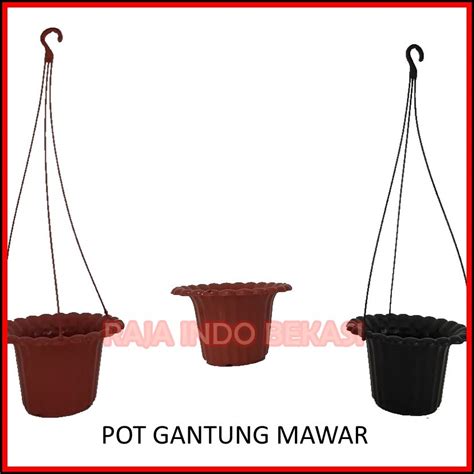 POT GANTUNG MAWAR MERAH BATA POT BUNGA GANTUNG 20 21 CM TANAMAN HIAS MENGGANTUNG Shopee