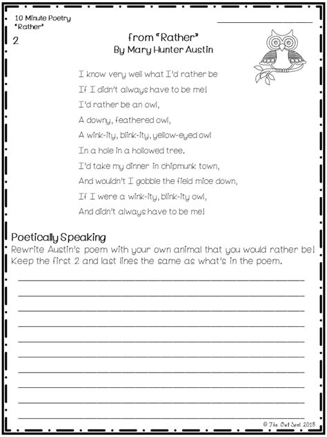 The Owl Spot 10 Minute Poetry Mini Lessons Makes Poetry Easy For