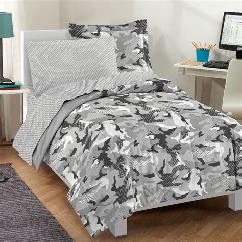 New Geo Camo Grey Camouflage Bedding Kid Comforter Sheet Set Twin Or