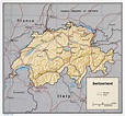 Grande detallado mapa político de Suiza con relieve, carreteras ...
