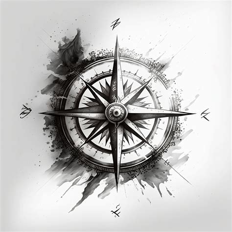 Compass Tattoo Design White Background Png File Download High