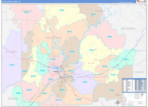 Tuscaloosa County Al Zip Code Maps Color Cast