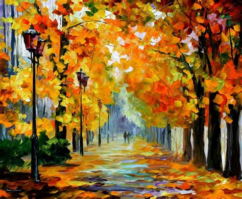 Falling Leaves Wall Art Autumn Painting On Canvas By Leonid Afremov