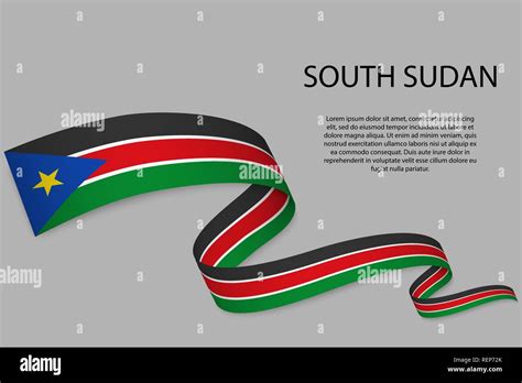 cinta ondeando o banner con bandera de sudán del sur plantilla de diseño de carteles del día de