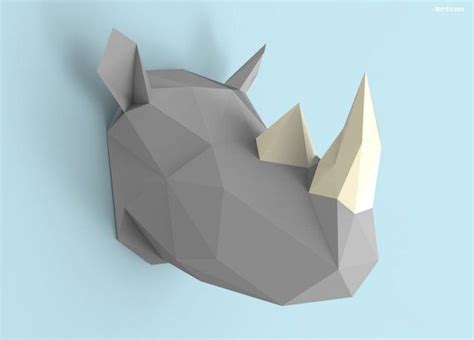 Rhino Head Papercraft Pdf Pack 3d Paper Sculpture Template With