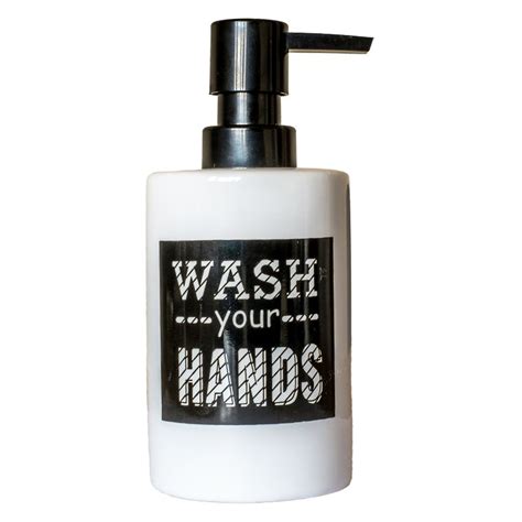 Wash Your Hands Ceramic Liquid Soap Dispenser Buy Online At Qd Stores